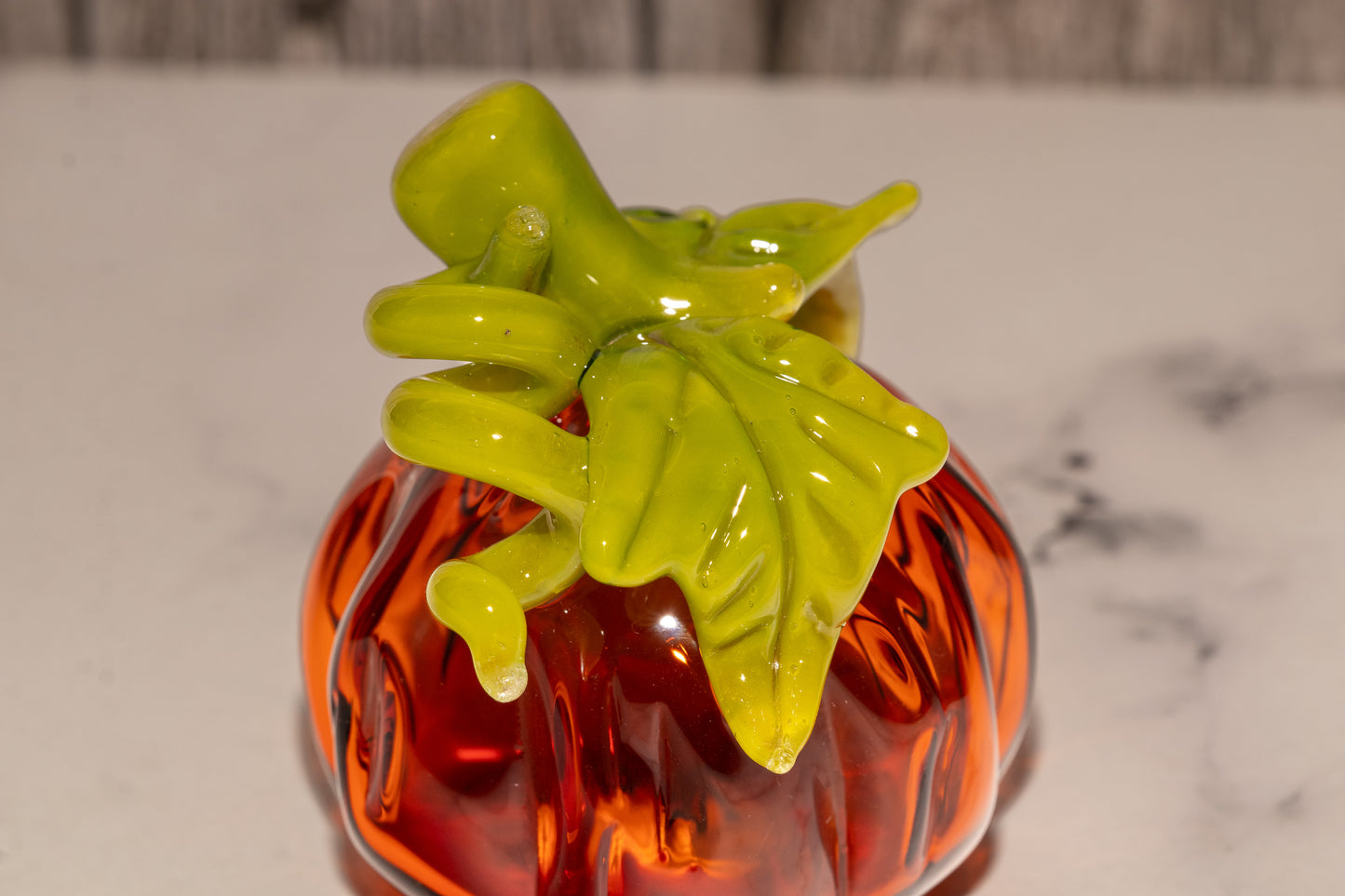 Glass Pumpkin #3 | Handblown Borosilicate Pumpkin | Autumn Leaves Decor | Halloween & Fall Art | OOAK Collectible Glass Pumpkin