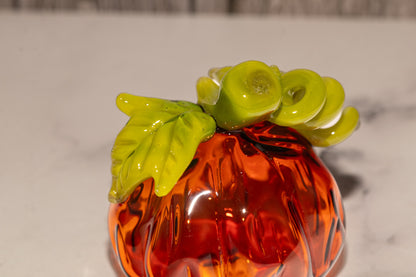 Glass Pumpkin #3 | Handblown Borosilicate Pumpkin | Autumn Leaves Decor | Halloween & Fall Art | OOAK Collectible Glass Pumpkin