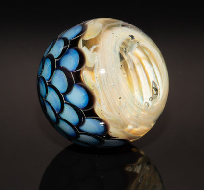 Vortex Nebula Marble 42mm | Silver Fumed Spiral Galaxy Orb | Deep Space Glass Art | Optical Depth Sphere | Handcrafted Collector