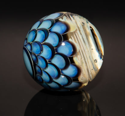 Vortex Nebula Marble 42mm | Silver Fumed Spiral Galaxy Orb | Deep Space Glass Art | Optical Depth Sphere | Handcrafted Collector