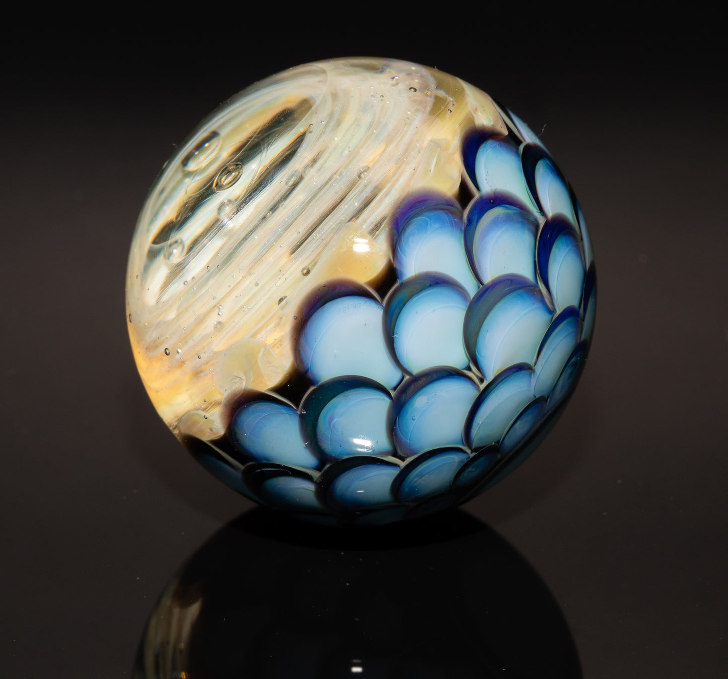 Vortex Nebula Marble 42mm | Silver Fumed Spiral Galaxy Orb | Deep Space Glass Art | Optical Depth Sphere | Handcrafted Collector