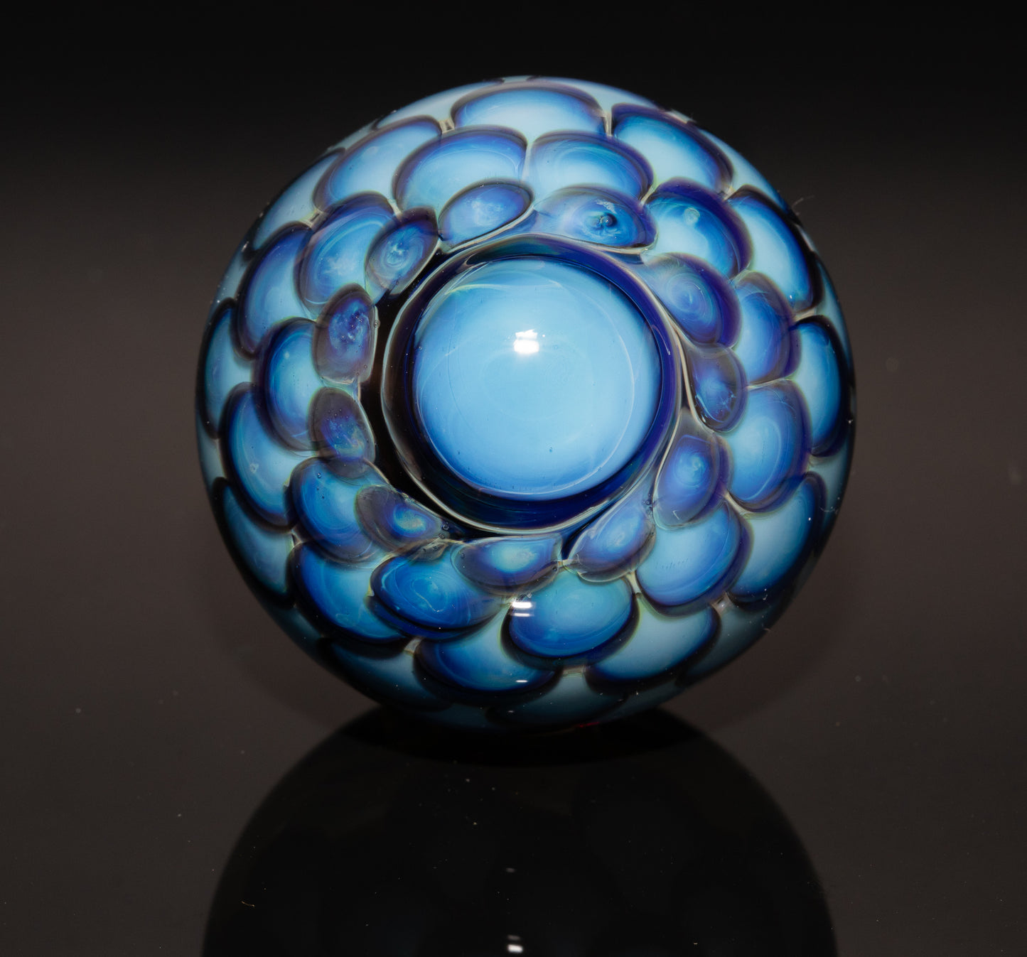 Vortex Nebula Marble 42mm | Silver Fumed Spiral Galaxy Orb | Deep Space Glass Art | Optical Depth Sphere | Handcrafted Collector