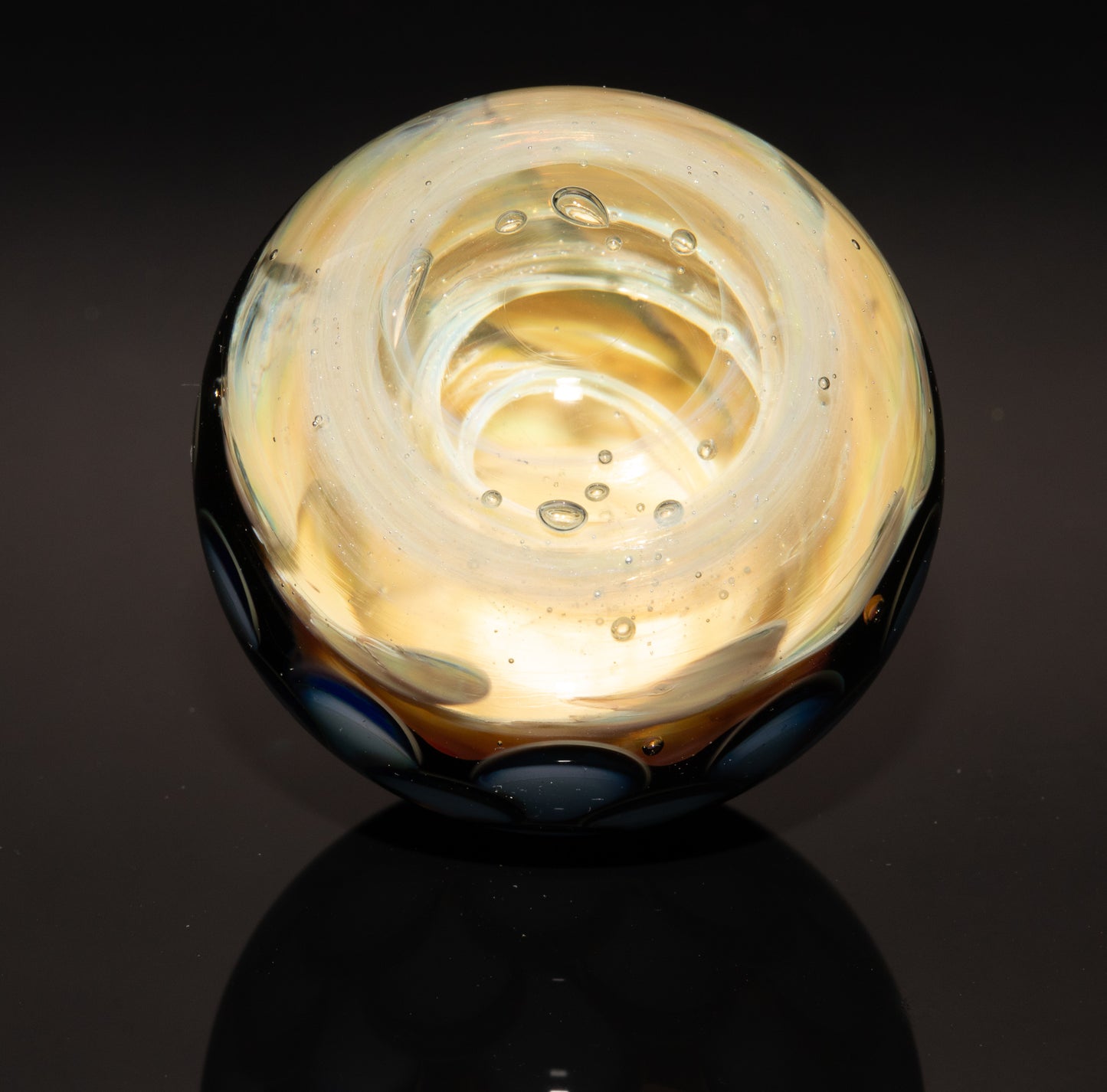 Vortex Nebula Marble 42mm | Silver Fumed Spiral Galaxy Orb | Deep Space Glass Art | Optical Depth Sphere | Handcrafted Collector