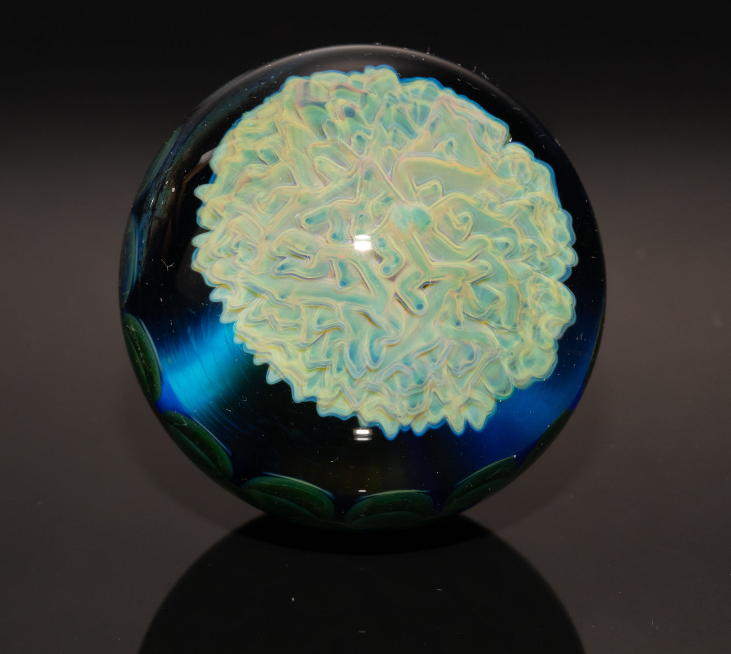 Mycelium Glass Marble 50mm | Fungal Inspired Art | Handmade Dot Stack Design | Nature-Inspired Collectible