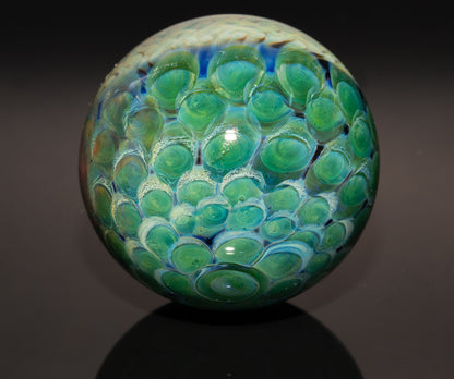 Mycelium Glass Marble 50mm | Fungal Inspired Art | Handmade Dot Stack Design | Nature-Inspired Collectible