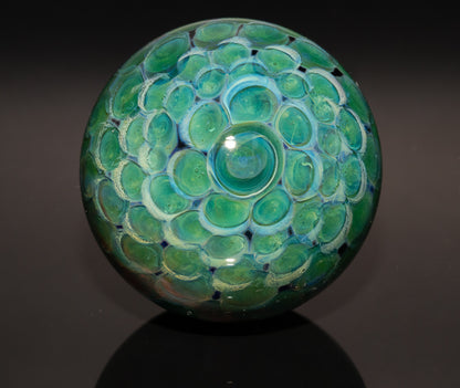 Mycelium Glass Marble 50mm | Fungal Inspired Art | Handmade Dot Stack Design | Nature-Inspired Collectible