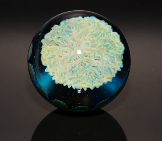 Mycelium Glass Marble 50mm | Fungal Inspired Art | Handmade Dot Stack Design | Nature-Inspired Collectible