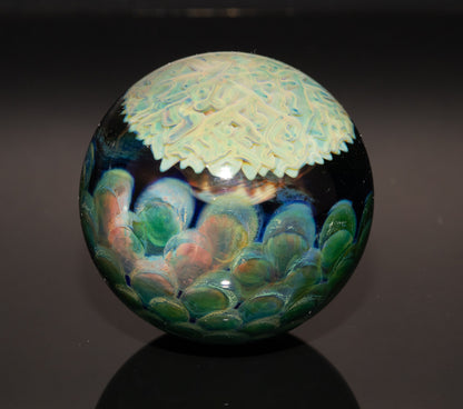 Mycelium Glass Marble 50mm | Fungal Inspired Art | Handmade Dot Stack Design | Nature-Inspired Collectible