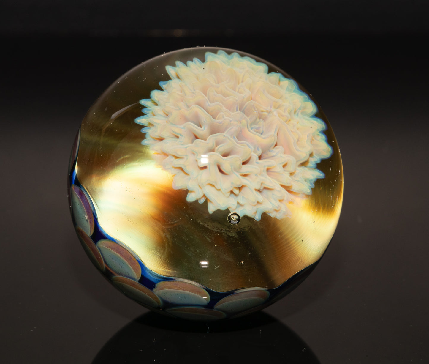 Mycelium Glass Marble 50mm | Fungal Inspired Art | Handmade Dot Stack Design | Nature-Inspired Collectible