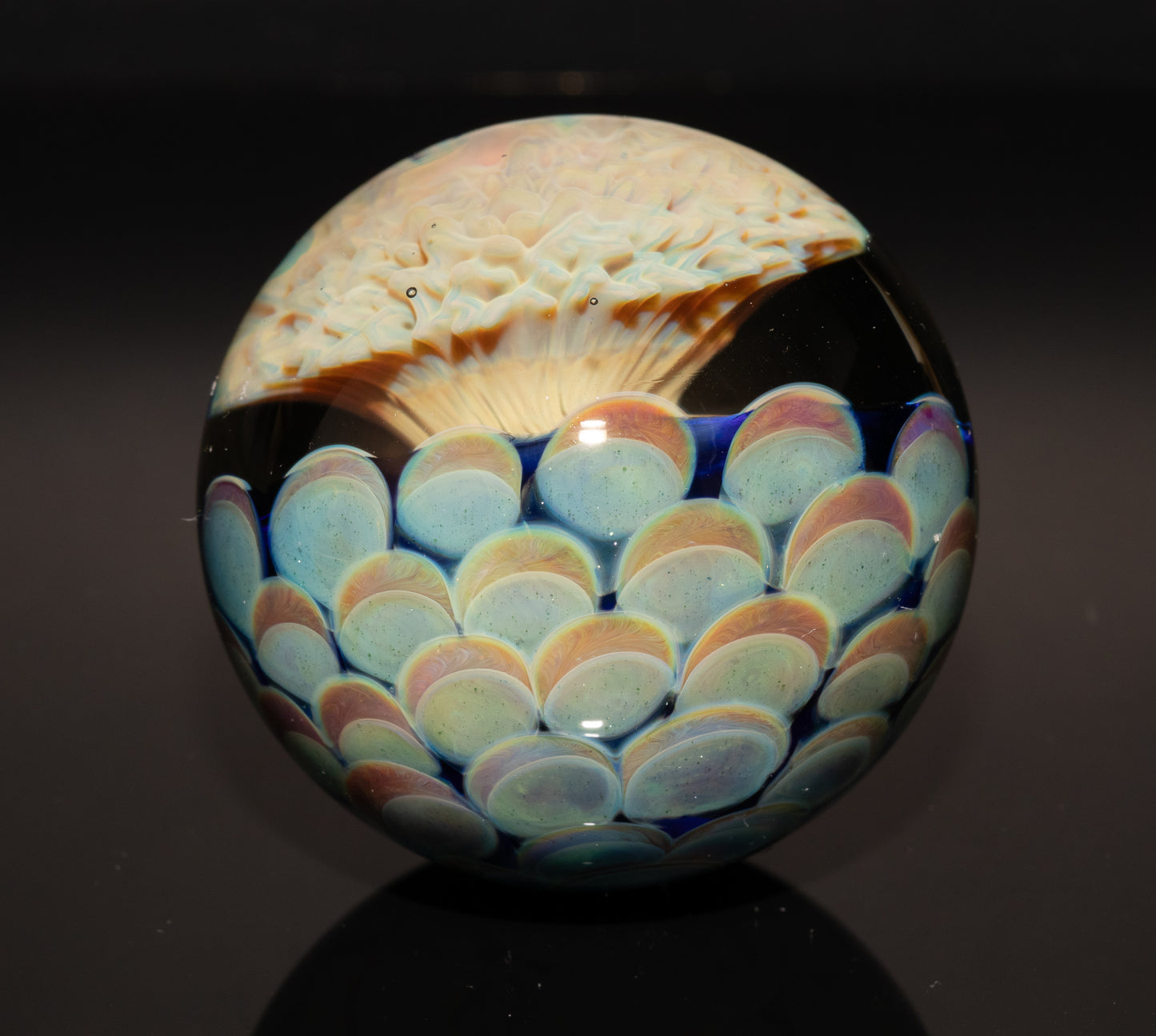Mycelium Glass Marble 50mm | Fungal Inspired Art | Handmade Dot Stack Design | Nature-Inspired Collectible
