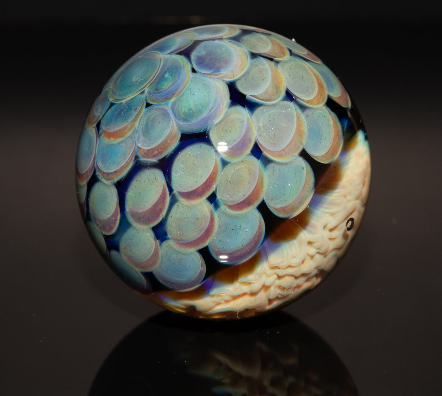 Mycelium Glass Marble 50mm | Fungal Inspired Art | Handmade Dot Stack Design | Nature-Inspired Collectible
