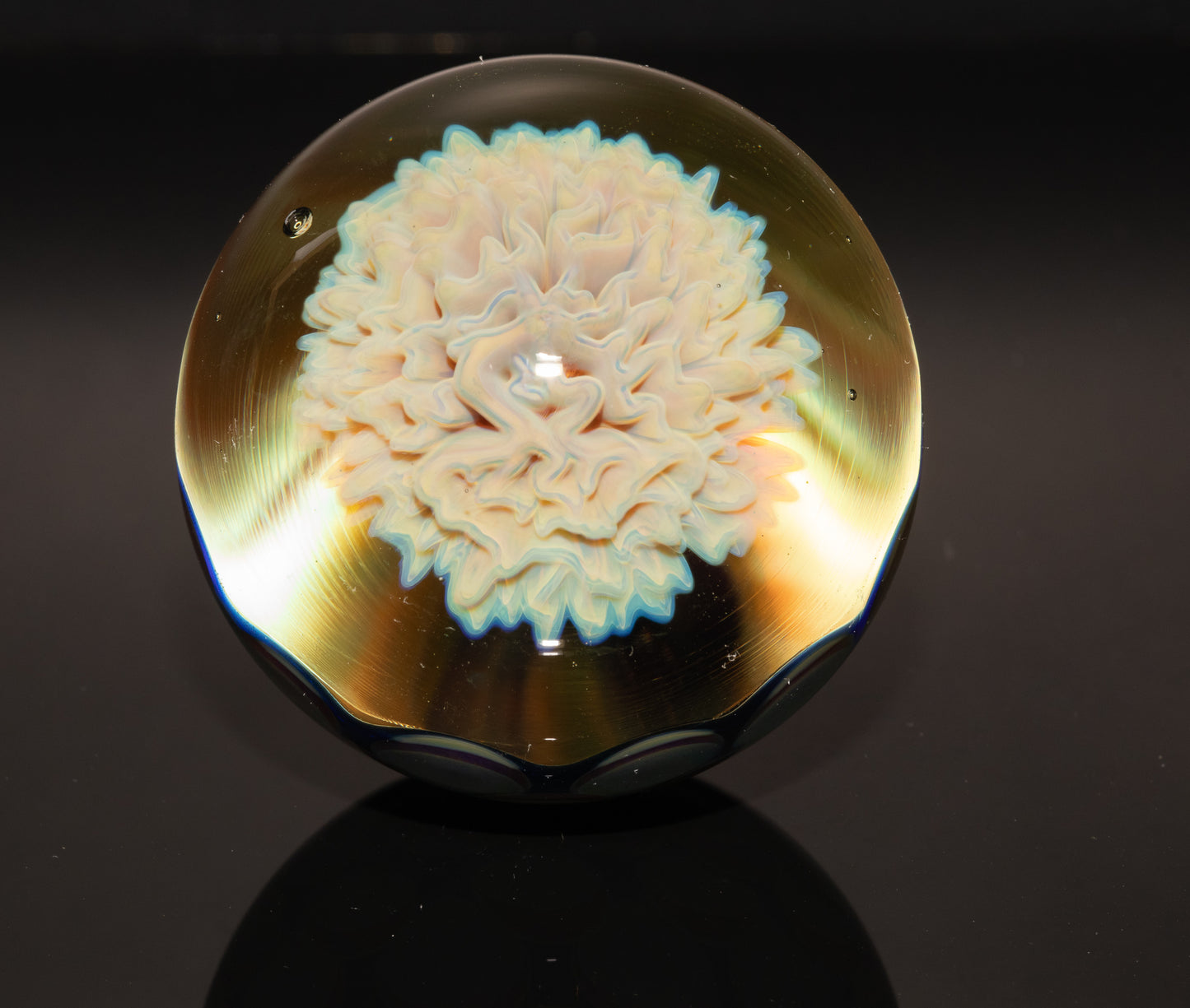 Mycelium Glass Marble 50mm | Fungal Inspired Art | Handmade Dot Stack Design | Nature-Inspired Collectible