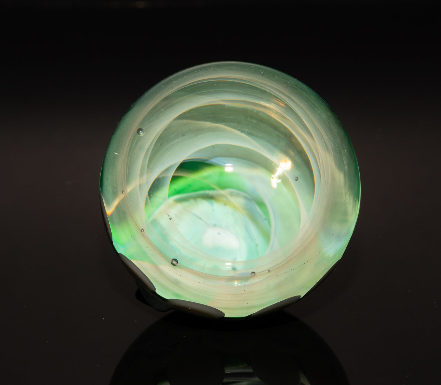 Vortex Nebula Marble 42mm | Silver Fumed Spiral Galaxy Orb | Deep Space Glass Art | Optical Depth Sphere | Handcrafted Collector