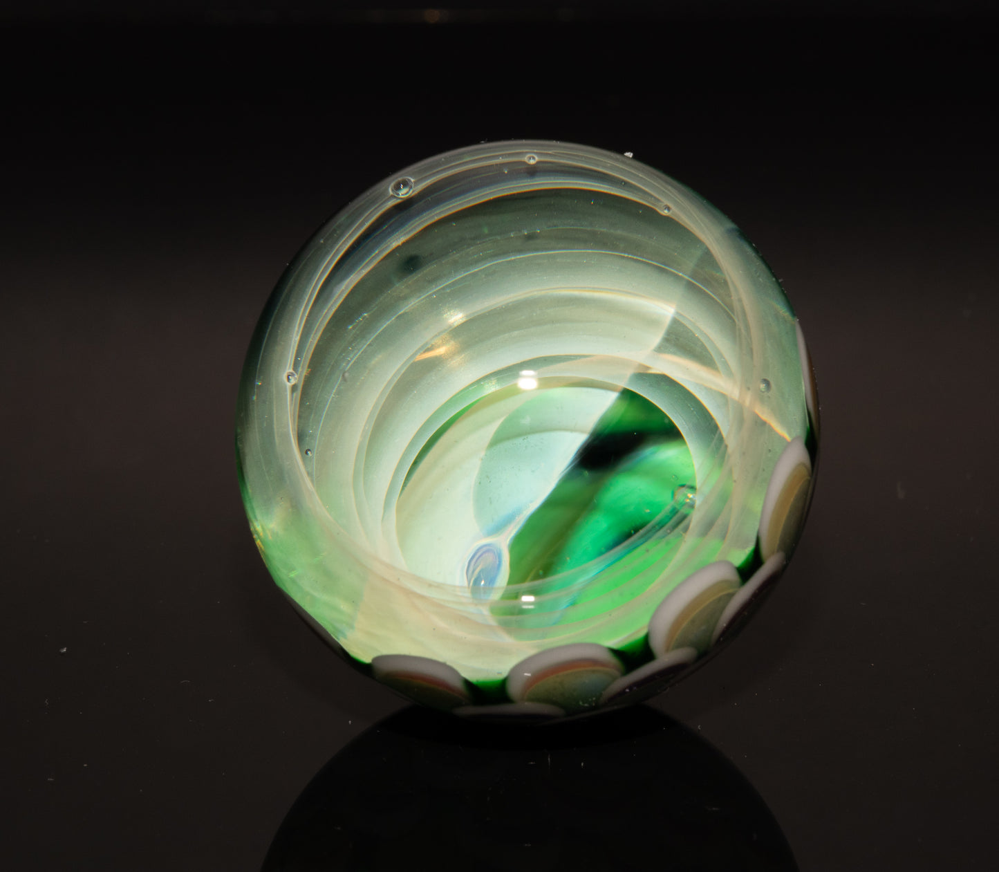 Vortex Nebula Marble 42mm | Silver Fumed Spiral Galaxy Orb | Deep Space Glass Art | Optical Depth Sphere | Handcrafted Collector