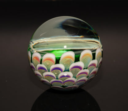 Vortex Nebula Marble 42mm | Silver Fumed Spiral Galaxy Orb | Deep Space Glass Art | Optical Depth Sphere | Handcrafted Collector