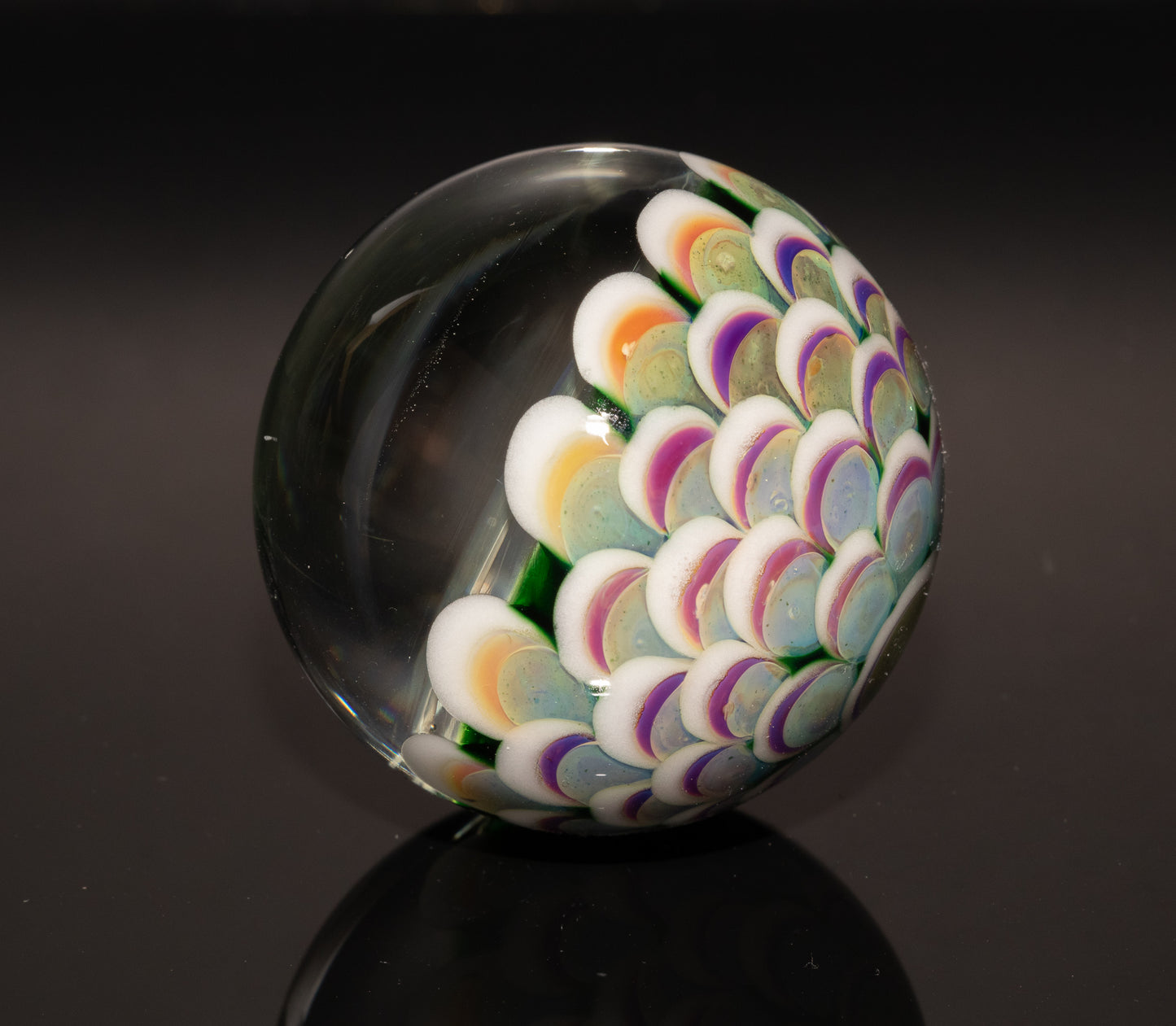 Vortex Nebula Marble 42mm | Silver Fumed Spiral Galaxy Orb | Deep Space Glass Art | Optical Depth Sphere | Handcrafted Collector