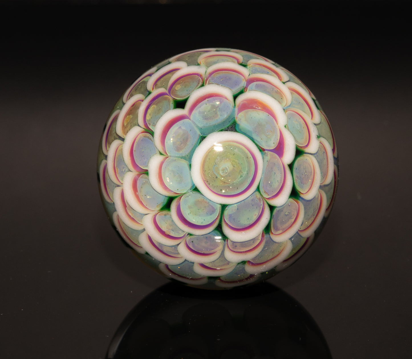 Vortex Nebula Marble 42mm | Silver Fumed Spiral Galaxy Orb | Deep Space Glass Art | Optical Depth Sphere | Handcrafted Collector