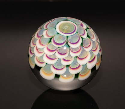 Vortex Nebula Marble 42mm | Silver Fumed Spiral Galaxy Orb | Deep Space Glass Art | Optical Depth Sphere | Handcrafted Collector