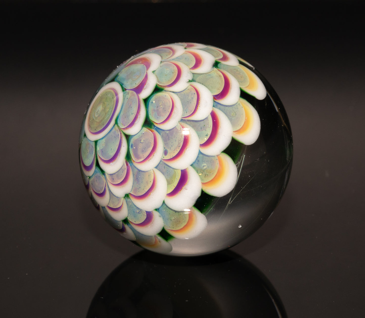 Vortex Nebula Marble 42mm | Silver Fumed Spiral Galaxy Orb | Deep Space Glass Art | Optical Depth Sphere | Handcrafted Collector
