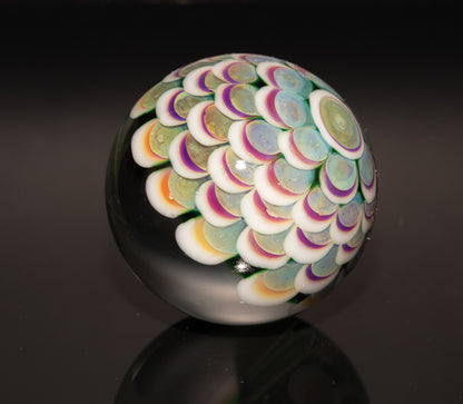 Vortex Nebula Marble 42mm | Silver Fumed Spiral Galaxy Orb | Deep Space Glass Art | Optical Depth Sphere | Handcrafted Collector
