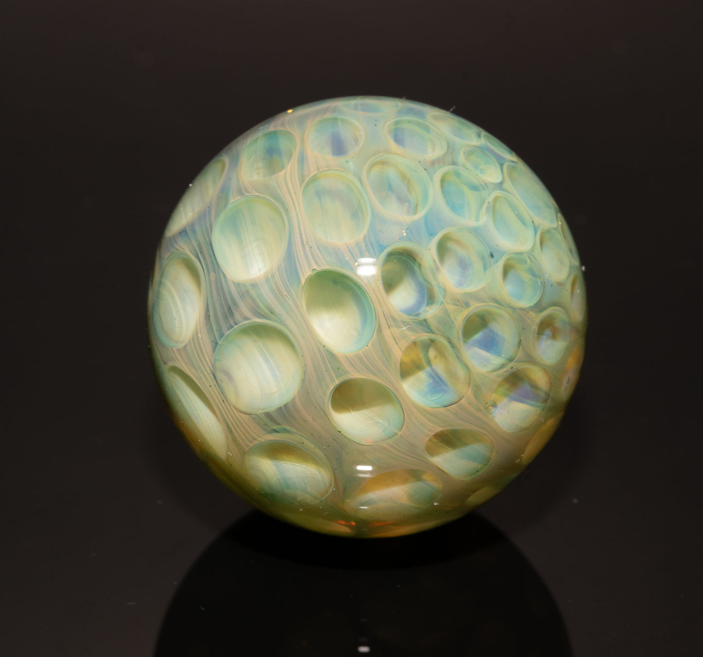 Honeycomb Glass Marble 32mm | Handblown Borosilicate Art Marble | Geometric Honeycomb Display Piece