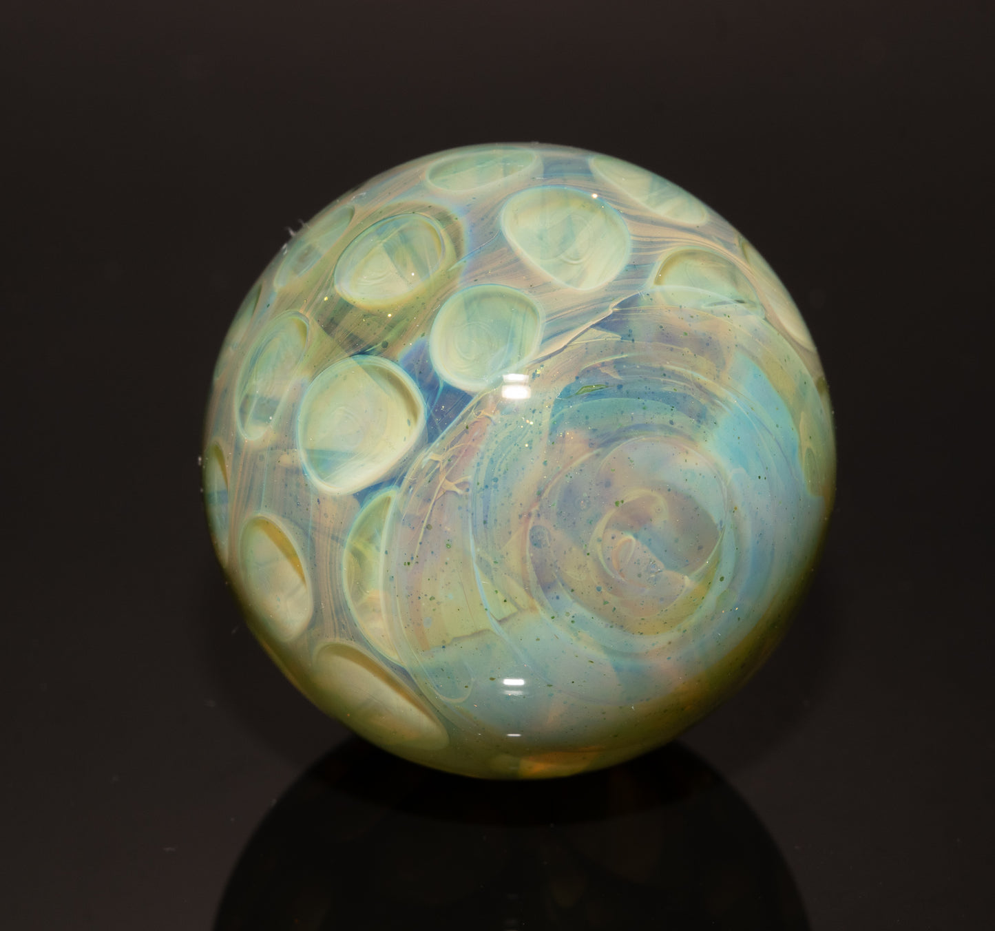 Honeycomb Glass Marble 32mm | Handblown Borosilicate Art Marble | Geometric Honeycomb Display Piece