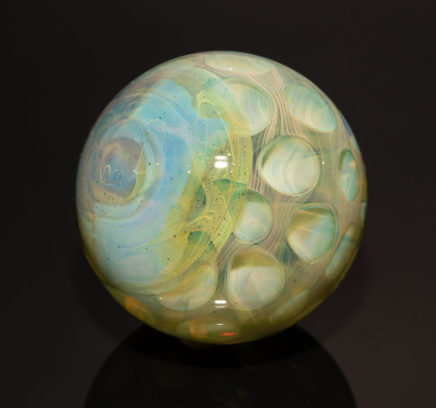 Honeycomb Glass Marble 32mm | Handblown Borosilicate Art Marble | Geometric Honeycomb Display Piece
