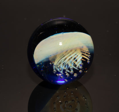 Jellyfish Glass Marble 26mm | Ocean Inspired Art Marble | Handmade Boro Glass Sphere