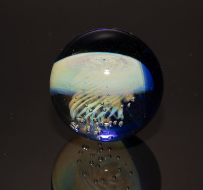Jellyfish Glass Marble 26mm | Ocean Inspired Art Marble | Handmade Boro Glass Sphere