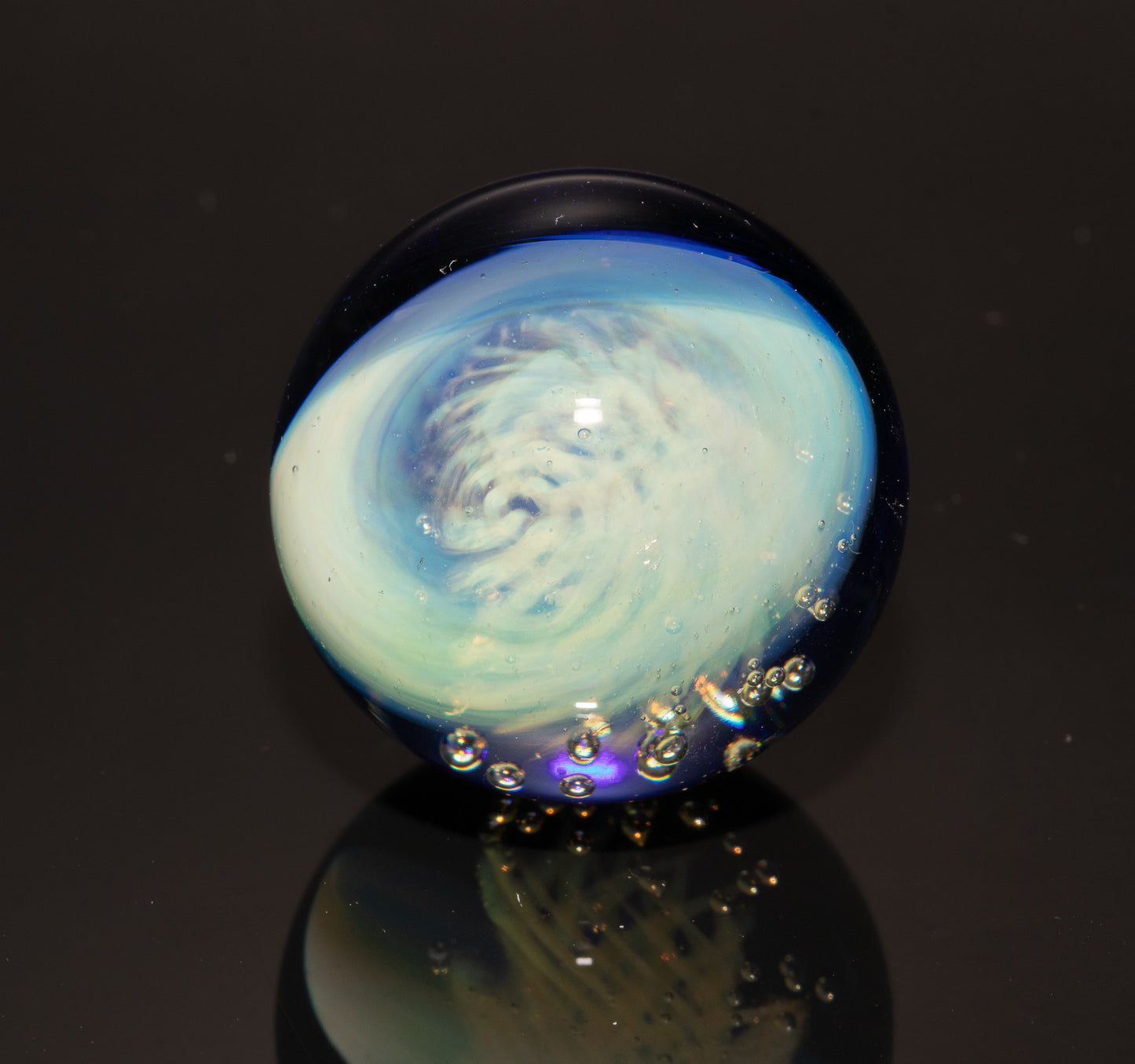 Jellyfish Glass Marble 26mm | Ocean Inspired Art Marble | Handmade Boro Glass Sphere