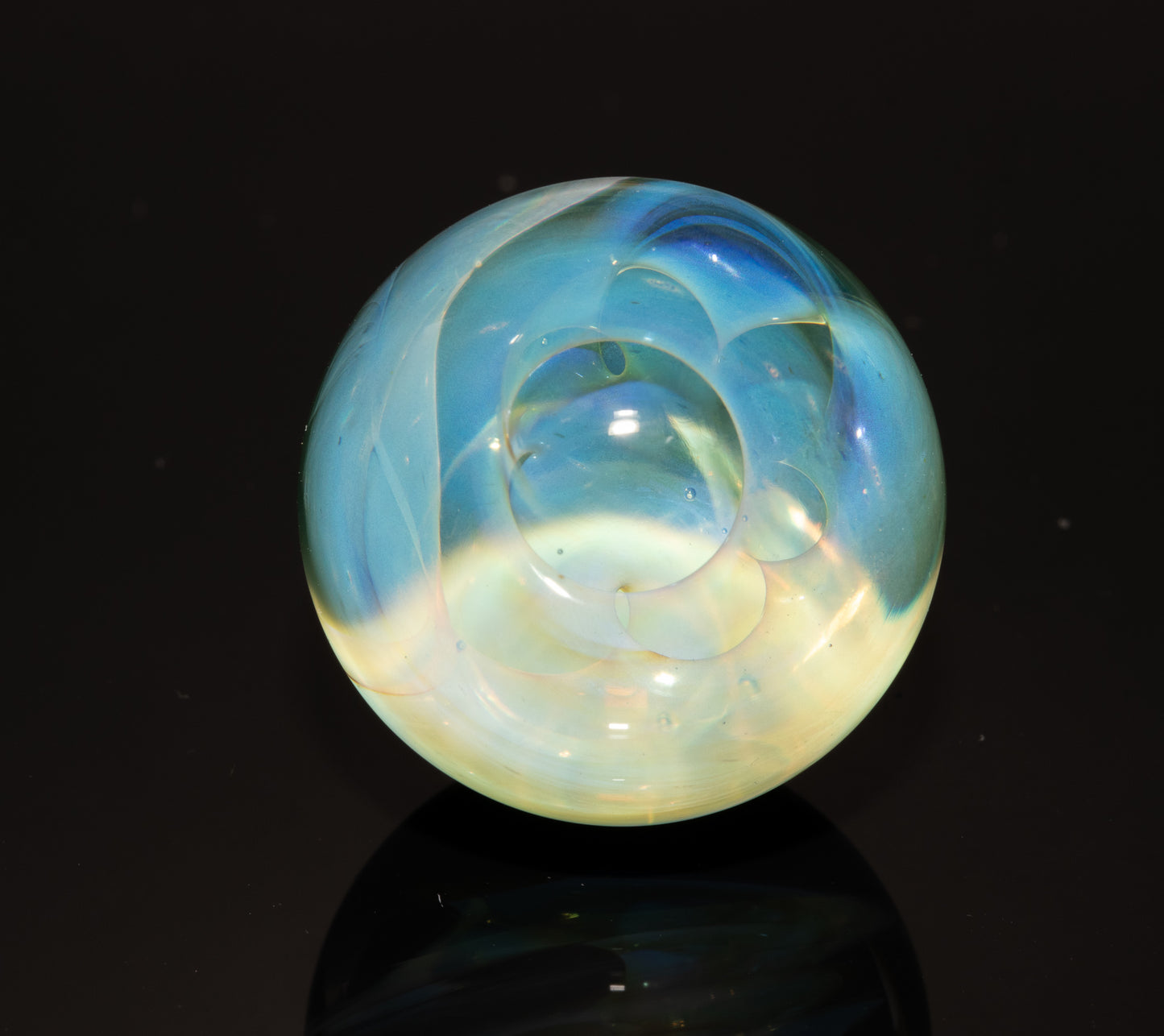 Silver Fumed Galaxy Marble 29mm | Vortex Spiral Nebula Orb | Borosilicate Glass Art | Cosmic Collector Sphere | Handblown Display