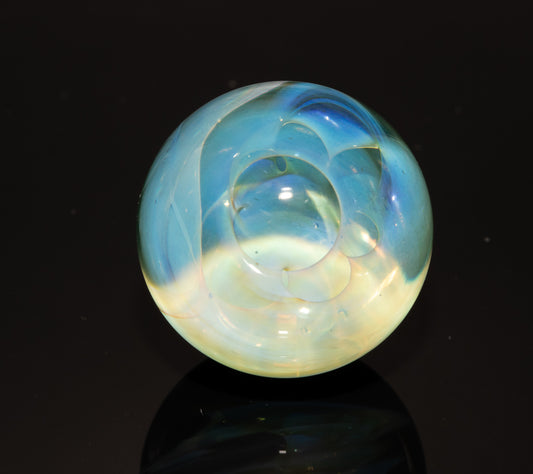 Silver Fumed Galaxy Marble 29mm | Vortex Spiral Nebula Orb | Borosilicate Glass Art | Cosmic Collector Sphere | Handblown Display