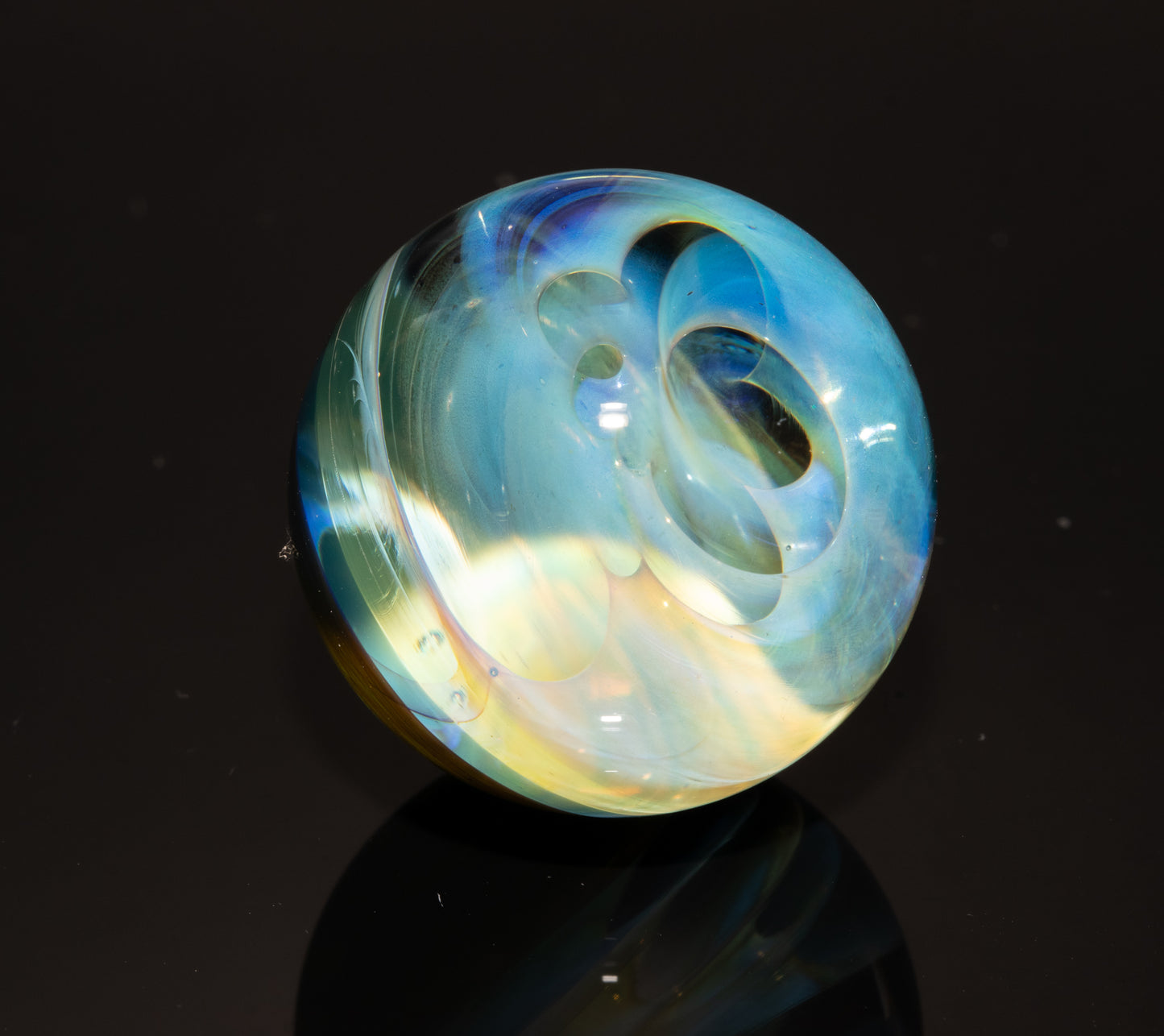 Silver Fumed Galaxy Marble 29mm | Vortex Spiral Nebula Orb | Borosilicate Glass Art | Cosmic Collector Sphere | Handblown Display