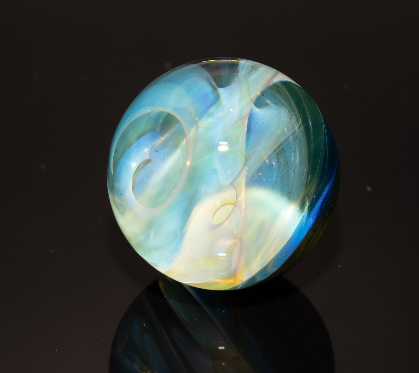 Silver Fumed Galaxy Marble 29mm | Vortex Spiral Nebula Orb | Borosilicate Glass Art | Cosmic Collector Sphere | Handblown Display