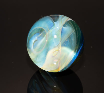 Silver Fumed Galaxy Marble 29mm | Vortex Spiral Nebula Orb | Borosilicate Glass Art | Cosmic Collector Sphere | Handblown Display