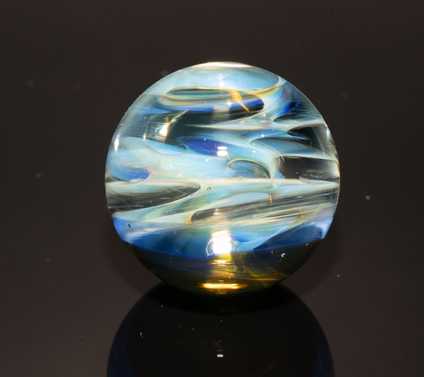 Silver Fumed Galaxy Marble 29mm | Vortex Spiral Nebula Orb | Borosilicate Glass Art | Cosmic Collector Sphere | Handblown Display