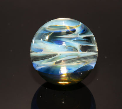 Silver Fumed Galaxy Marble 29mm | Vortex Spiral Nebula Orb | Borosilicate Glass Art | Cosmic Collector Sphere | Handblown Display
