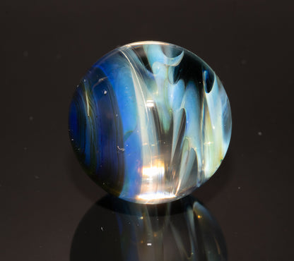 Silver Fumed Galaxy Marble 29mm | Vortex Spiral Nebula Orb | Borosilicate Glass Art | Cosmic Collector Sphere | Handblown Display