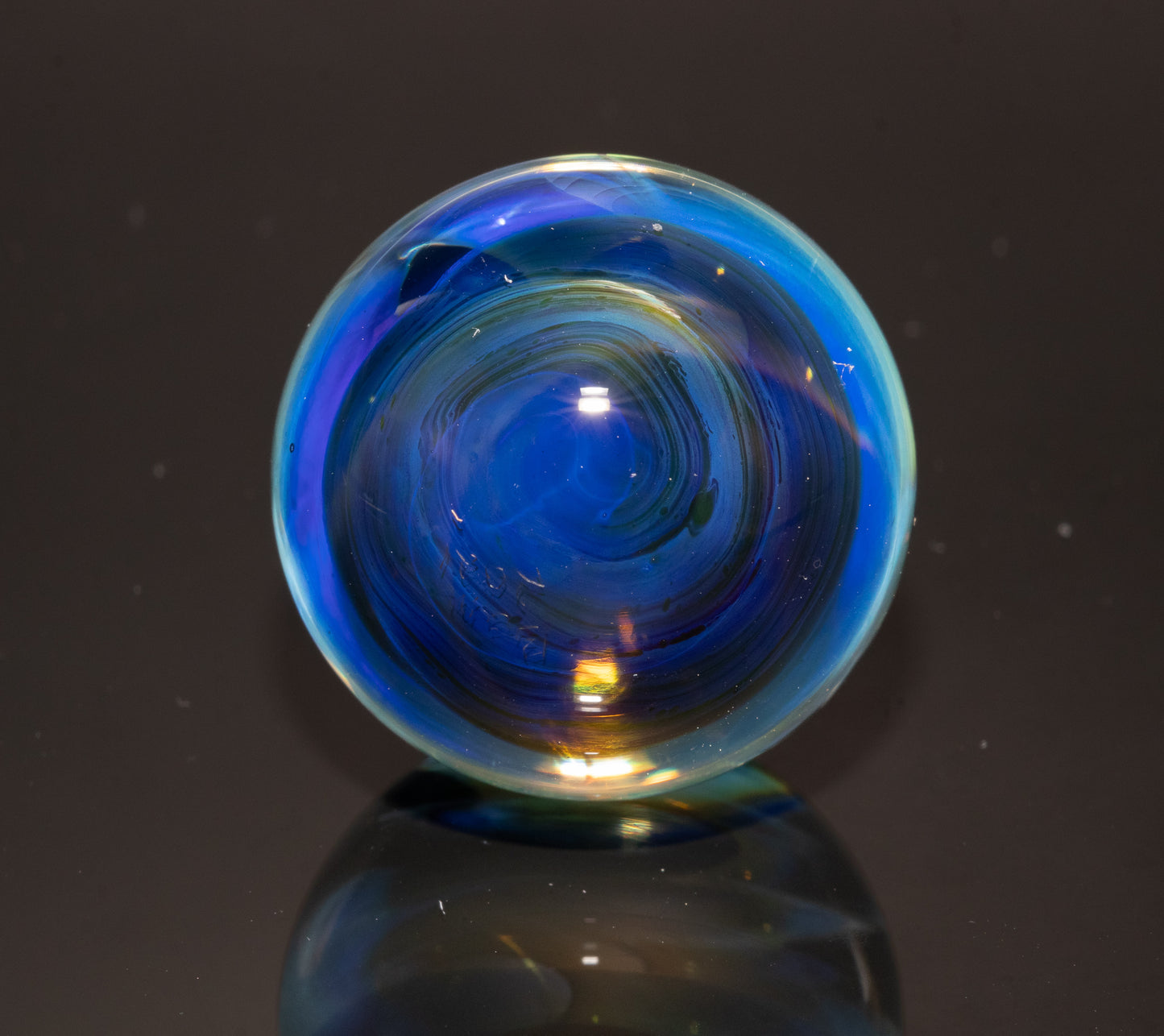 Silver Fumed Galaxy Marble 29mm | Vortex Spiral Nebula Orb | Borosilicate Glass Art | Cosmic Collector Sphere | Handblown Display