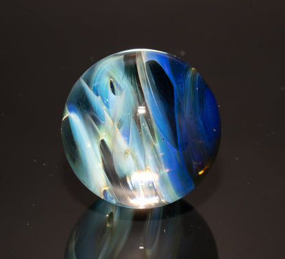 Silver Fumed Galaxy Marble 29mm | Vortex Spiral Nebula Orb | Borosilicate Glass Art | Cosmic Collector Sphere | Handblown Display
