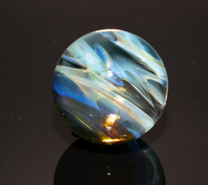 Silver Fumed Galaxy Marble 29mm | Vortex Spiral Nebula Orb | Borosilicate Glass Art | Cosmic Collector Sphere | Handblown Display