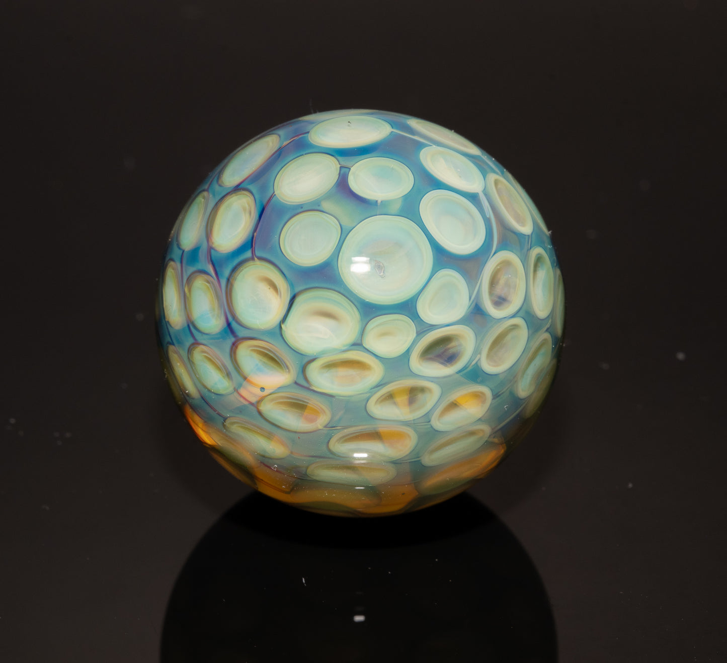 Honeycomb Glass Marble 28mm | Handblown Borosilicate Art Marble | Geometric Honeycomb Display Piece