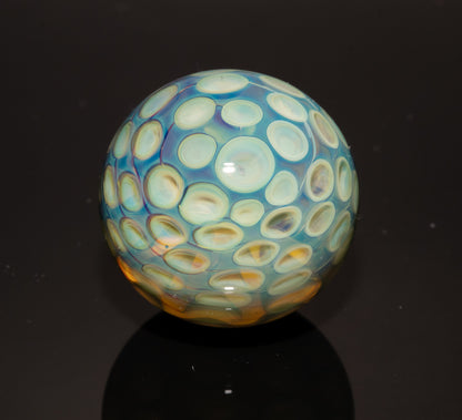 Honeycomb Glass Marble 28mm | Handblown Borosilicate Art Marble | Geometric Honeycomb Display Piece