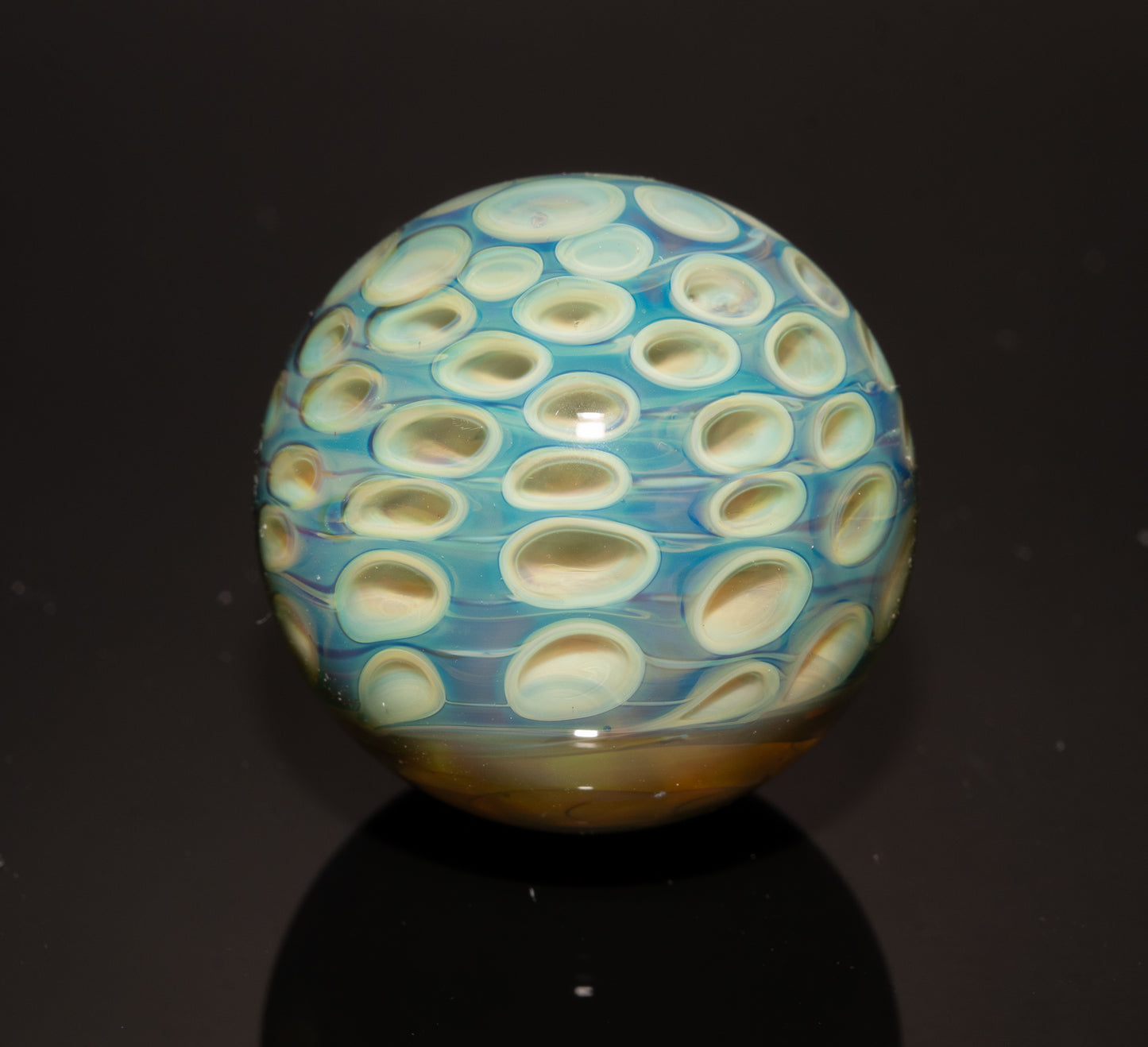 Honeycomb Glass Marble 28mm | Handblown Borosilicate Art Marble | Geometric Honeycomb Display Piece
