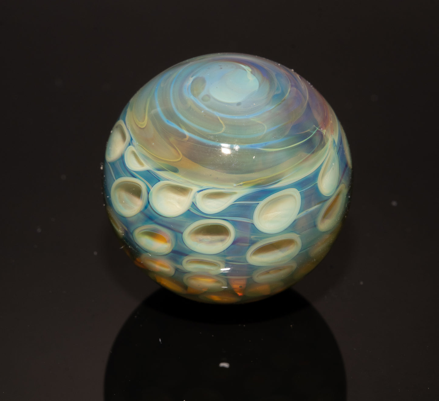 Honeycomb Glass Marble 28mm | Handblown Borosilicate Art Marble | Geometric Honeycomb Display Piece