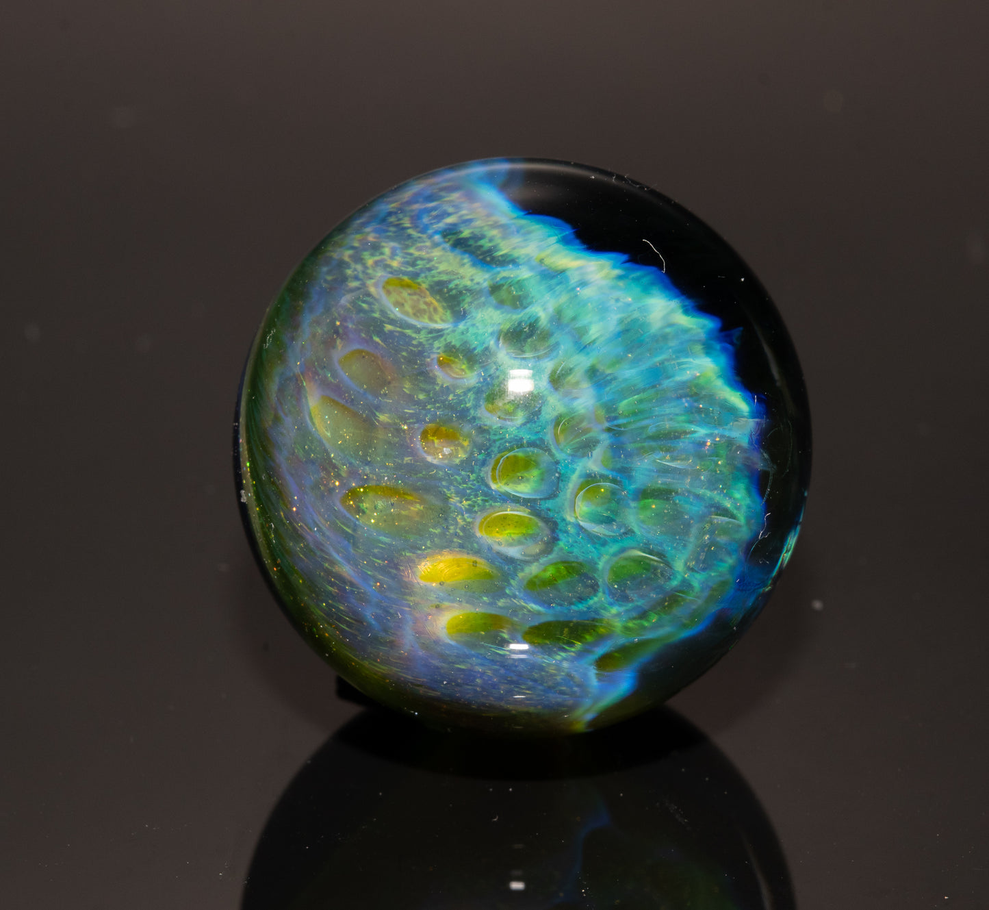 Honeycomb Glass Marble 29mm | Handblown Borosilicate Art Marble | Geometric Honeycomb Display Piece