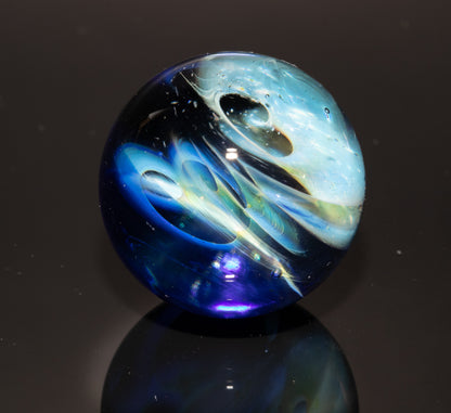 Silver Fumed Galaxy Marble 29mm | Vortex Spiral Nebula Orb | Borosilicate Glass Art | Cosmic Collector Sphere | Handblown Display