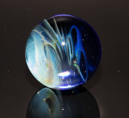 Silver Fumed Galaxy Marble 29mm | Vortex Spiral Nebula Orb | Borosilicate Glass Art | Cosmic Collector Sphere | Handblown Display