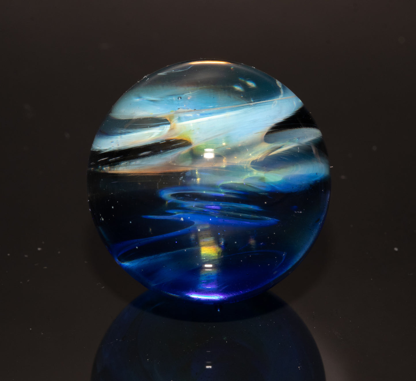 Silver Fumed Galaxy Marble 29mm | Vortex Spiral Nebula Orb | Borosilicate Glass Art | Cosmic Collector Sphere | Handblown Display