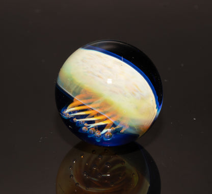 Jellyfish Glass Marble 24mm | Ocean Inspired Art Marble | Handmade Boro Glass Sphere